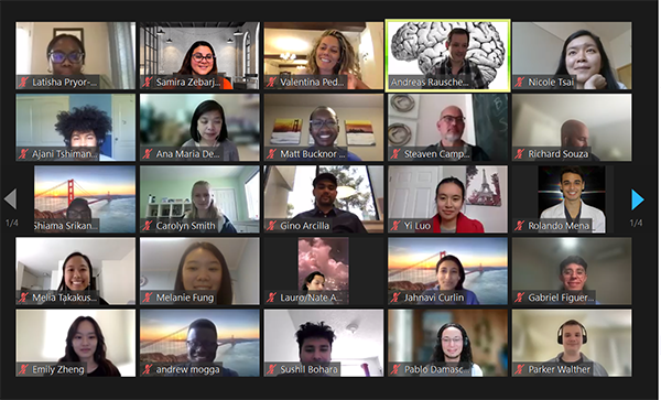 Screenshot of a virtual presentation of UCSF RIDR students and their mentors 