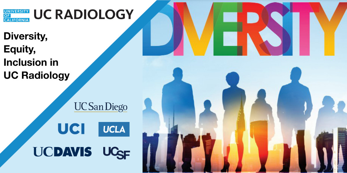 UC Radiology logo with an image representing diversity, equity and inclusion (DEI)