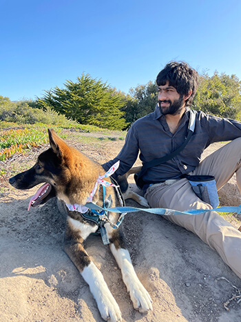 Abhejit Rajagopal and dog